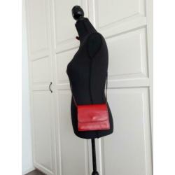 Leuk warmrode lederen crossbody tasje