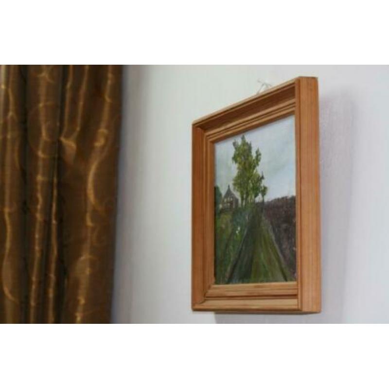 Schilderij - oud huisje Olieverf schilderij met houten lijst
