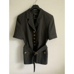 Louis Feraud vintage grijs blazer goud knoopjes 38 zomer set