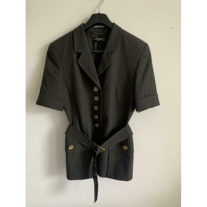 Louis Feraud vintage grijs blazer goud knoopjes 38 zomer set