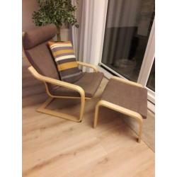 Ikea Poang stoel + luxe kussen taupe, nieuw 180€nu 95 €