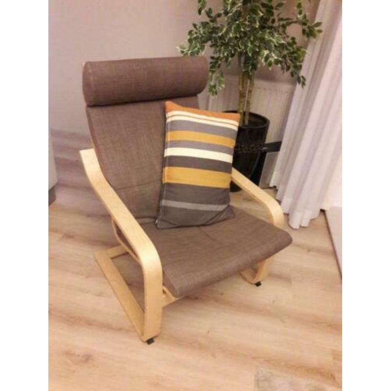 Ikea Poang stoel + luxe kussen taupe, nieuw 180€nu 95 €