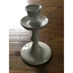 2 mooie kandelaars Delfts Wit (hoogte 14,5 cm)