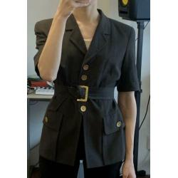 Louis Feraud vintage grijs blazer goud knoopjes 38 zomer set