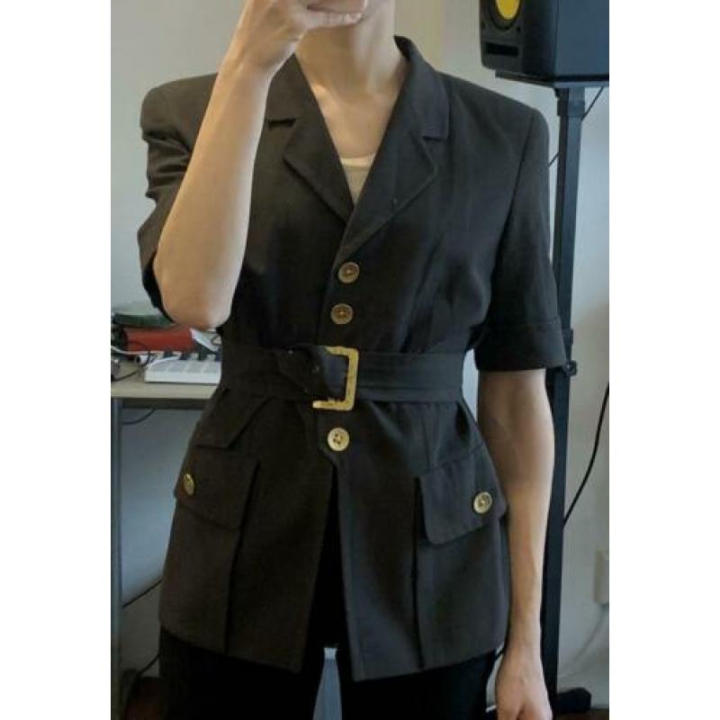 Louis Feraud vintage grijs blazer goud knoopjes 38 zomer set