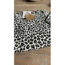 Your wishes Leopard camo ruffle schouder top nieuw 74/80