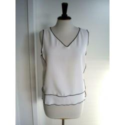 NIEUW !!! witte ZARA blouse top mt. M zwart biesje
