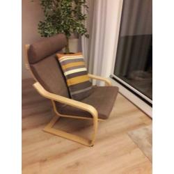 Ikea Poang stoel + luxe kussen taupe, nieuw 180€nu 95 €
