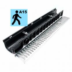 Afvoergoot met stalen rooster | Max. 1,5 ton | 5 meter