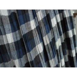Denham shawl katoen geruit blauw wit franje grote sjaal KEET