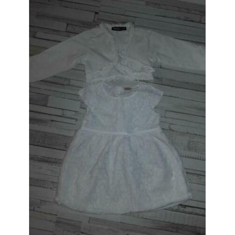 Witte jurkje met bolero maat 74/80