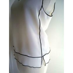 NIEUW !!! witte ZARA blouse top mt. M zwart biesje