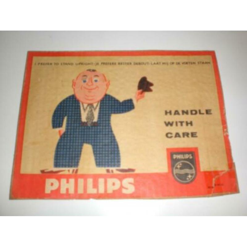 Leuke oude Philips reclame, zijkant van een doos jaren 50