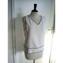 NIEUW !!! witte ZARA blouse top mt. M zwart biesje