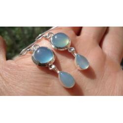 925 zilver / zilveren oorbellen met chalcedoon - Vanoli