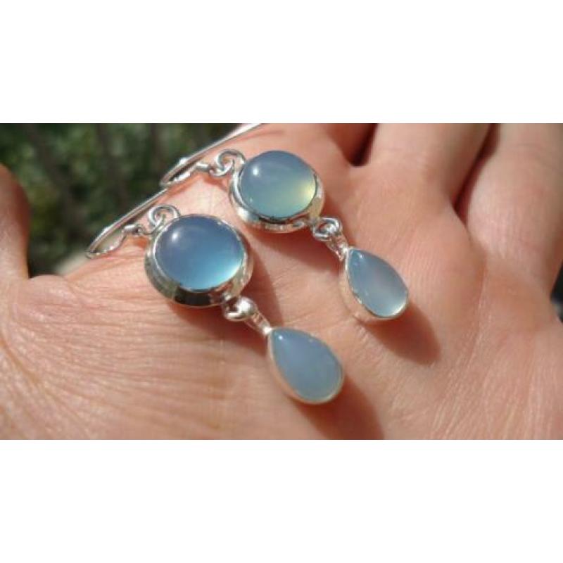 925 zilver / zilveren oorbellen met chalcedoon - Vanoli