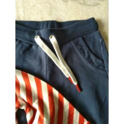 Br@nd set fitted pants blauw en gestreept shirt maat 122/128
