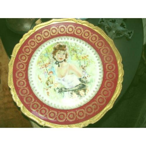 Groot handbeschilderd Limoges Jammet-Seignolles bord 32 cm