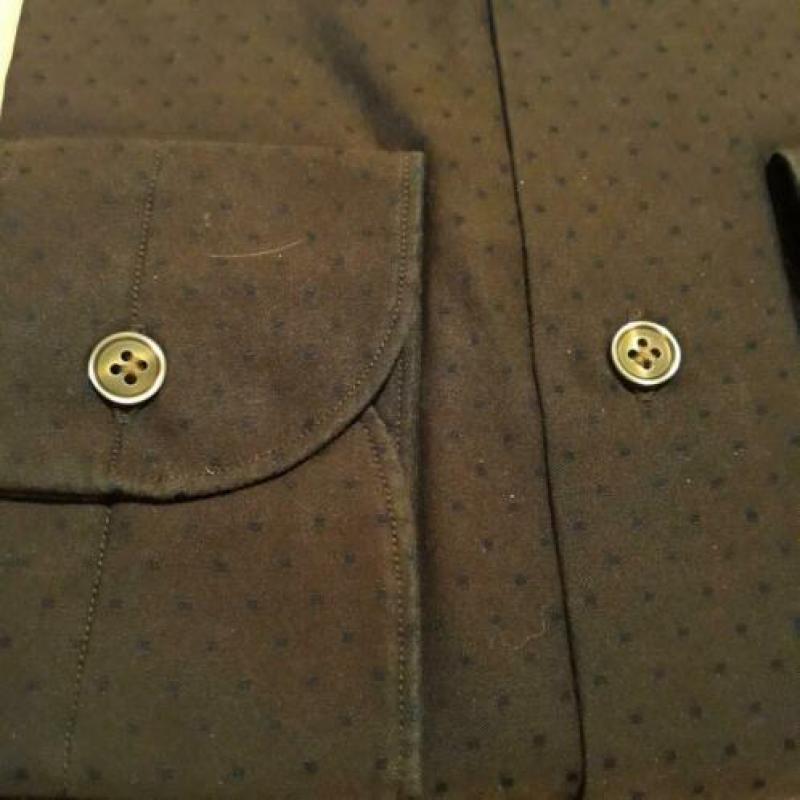 British indigo overhemd donkerbruin met stip mt. 40 nieuw