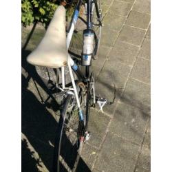 Vintage Decathlon néo pro racefiets zwart, wit, blauw retro