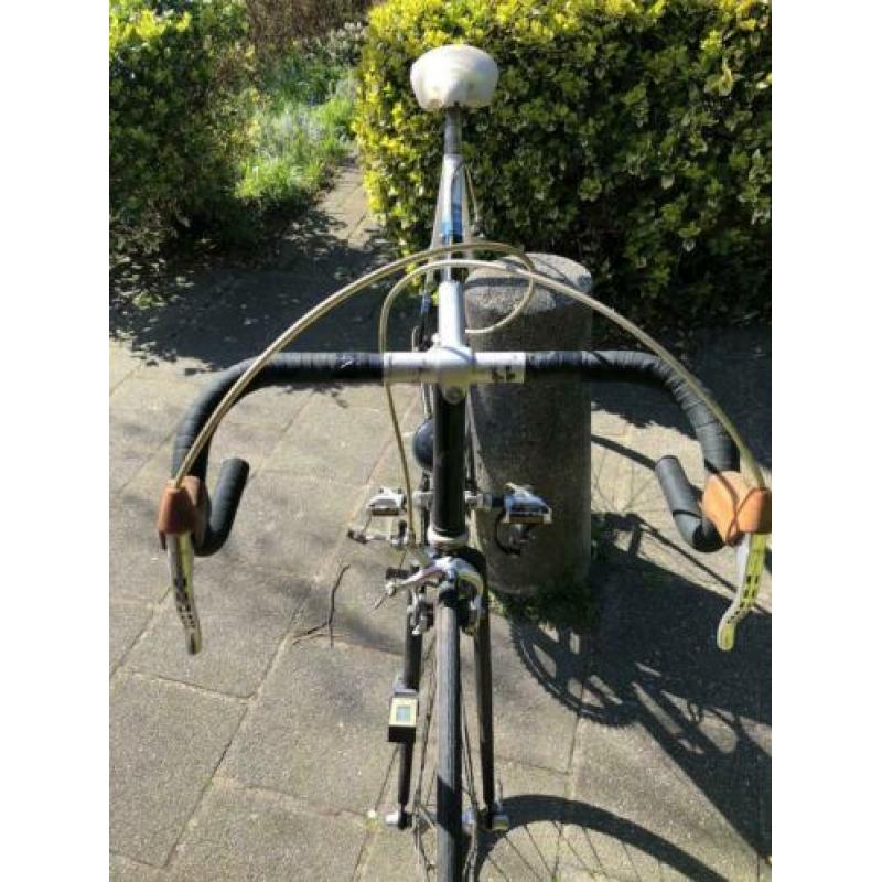 Vintage Decathlon néo pro racefiets zwart, wit, blauw retro
