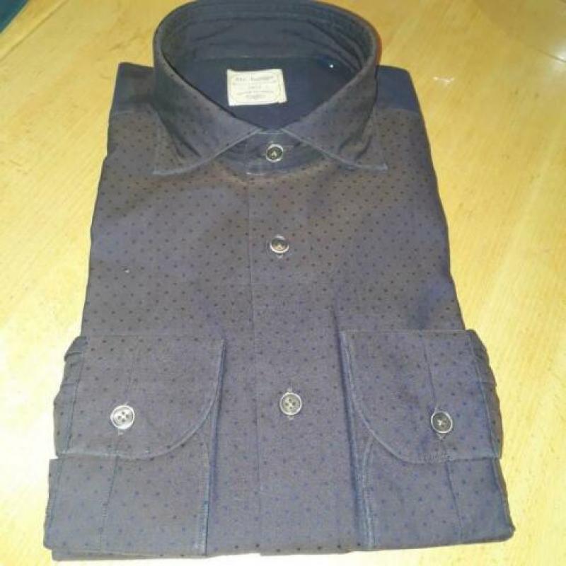 British indigo overhemd donkerbruin met stip mt. 40 nieuw