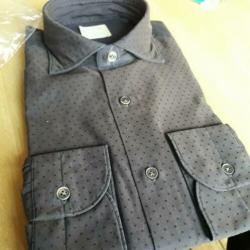 British indigo overhemd donkerbruin met stip mt. 40 nieuw
