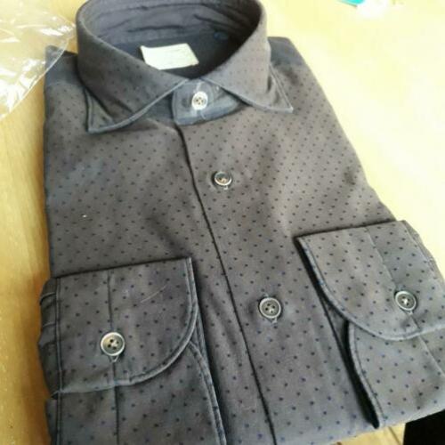 British indigo overhemd donkerbruin met stip mt. 40 nieuw