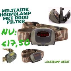 Militaire Hoofdlamp met rood licht
