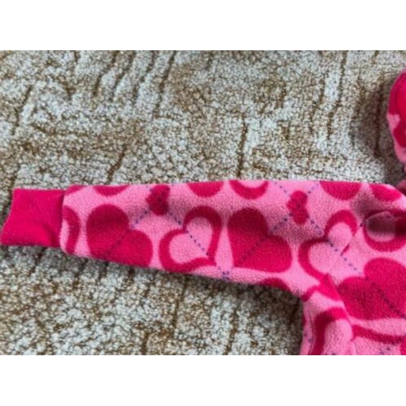 Fleece vest roze met hartjes maat 92/98
