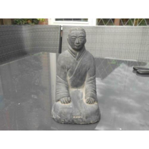 7680 Antiek gemerkt beeld Chinese monnik 22cm Terracotta,