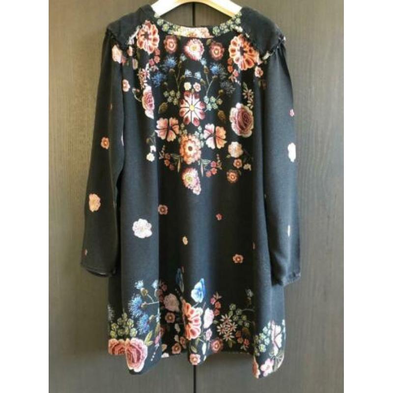 ZARA - (setje) d.bl. jurkje met bloemen & maillot - 134-140