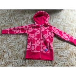 Fleece vest roze met hartjes maat 92/98