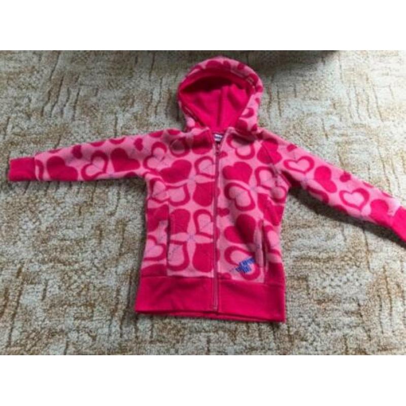 Fleece vest roze met hartjes maat 92/98