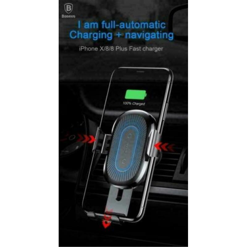 Snelle Draadloze Oplader voor iPhone en Samsung zwart grijs