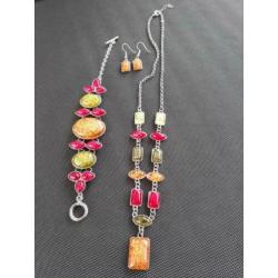 k. opruiming: 3-delige sieraden set gekleurde 'BARNSTEEN' (2
