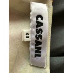 Cassani, fleurige stretch jurk met watervalhals maat 44