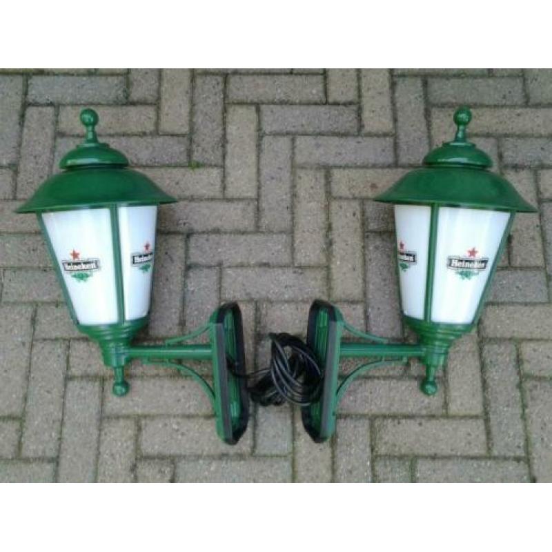 2 Heineken buitenlampen bier reclame lamp lantaarn cafe bar