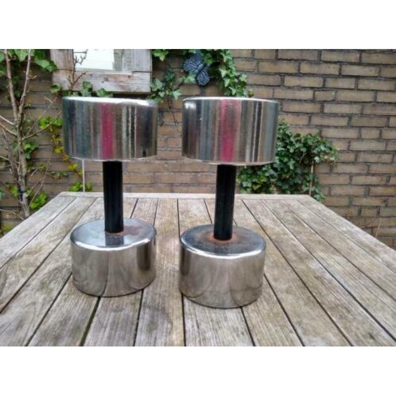verchroomde dumbells 24 kg per stuk sportschool kwaliteit
