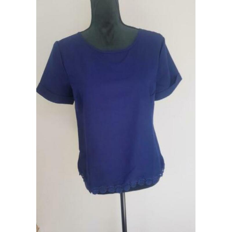 Shirt top donkerblauw kant / 40 L