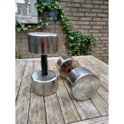 verchroomde dumbells 24 kg per stuk sportschool kwaliteit