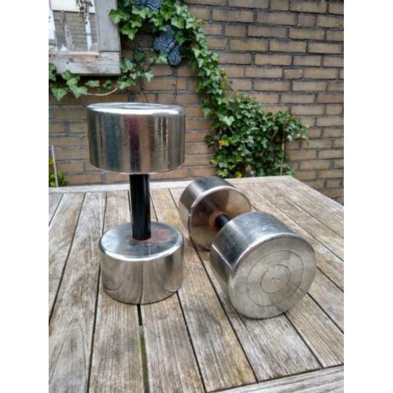 verchroomde dumbells 24 kg per stuk sportschool kwaliteit