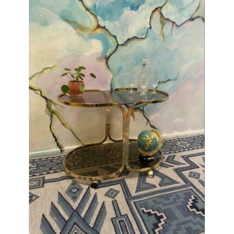 L_ vintage serveerwagen barcart hollywood regency bijzettafe