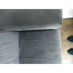 Grijze bank, 3zits, leer/suede
