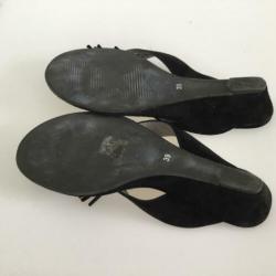 Yoli Petra Dieler 39 zwarte suede leren slippers franjes