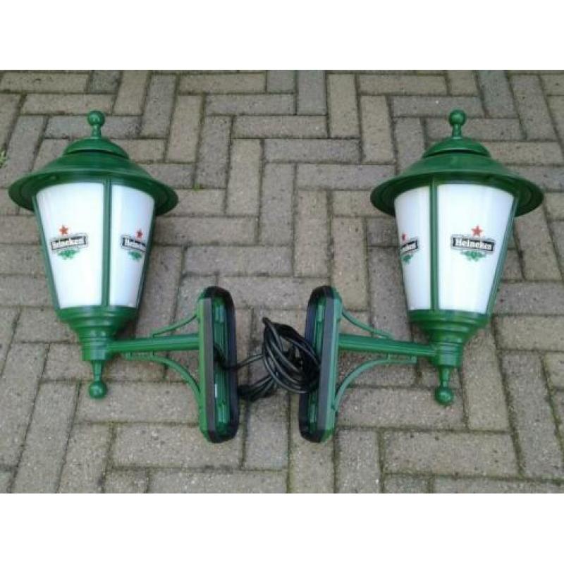 2 Heineken buitenlampen bier reclame lamp lantaarn cafe bar