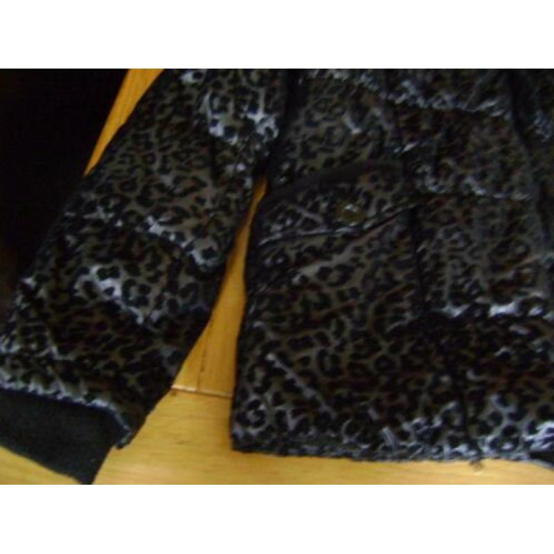Zwarte panterprint FB Sister jas, maat XL = L
