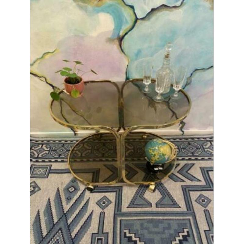 L_ vintage serveerwagen barcart hollywood regency bijzettafe