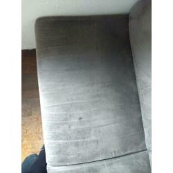Grijze bank, 3zits, leer/suede