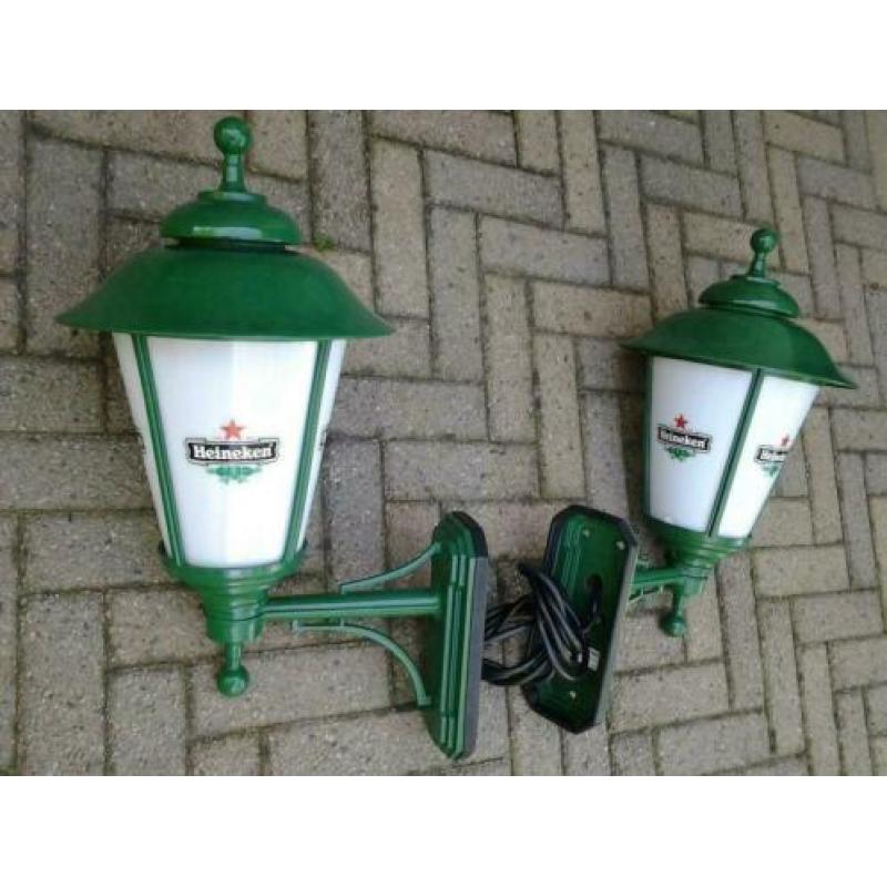2 Heineken buitenlampen bier reclame lamp lantaarn cafe bar